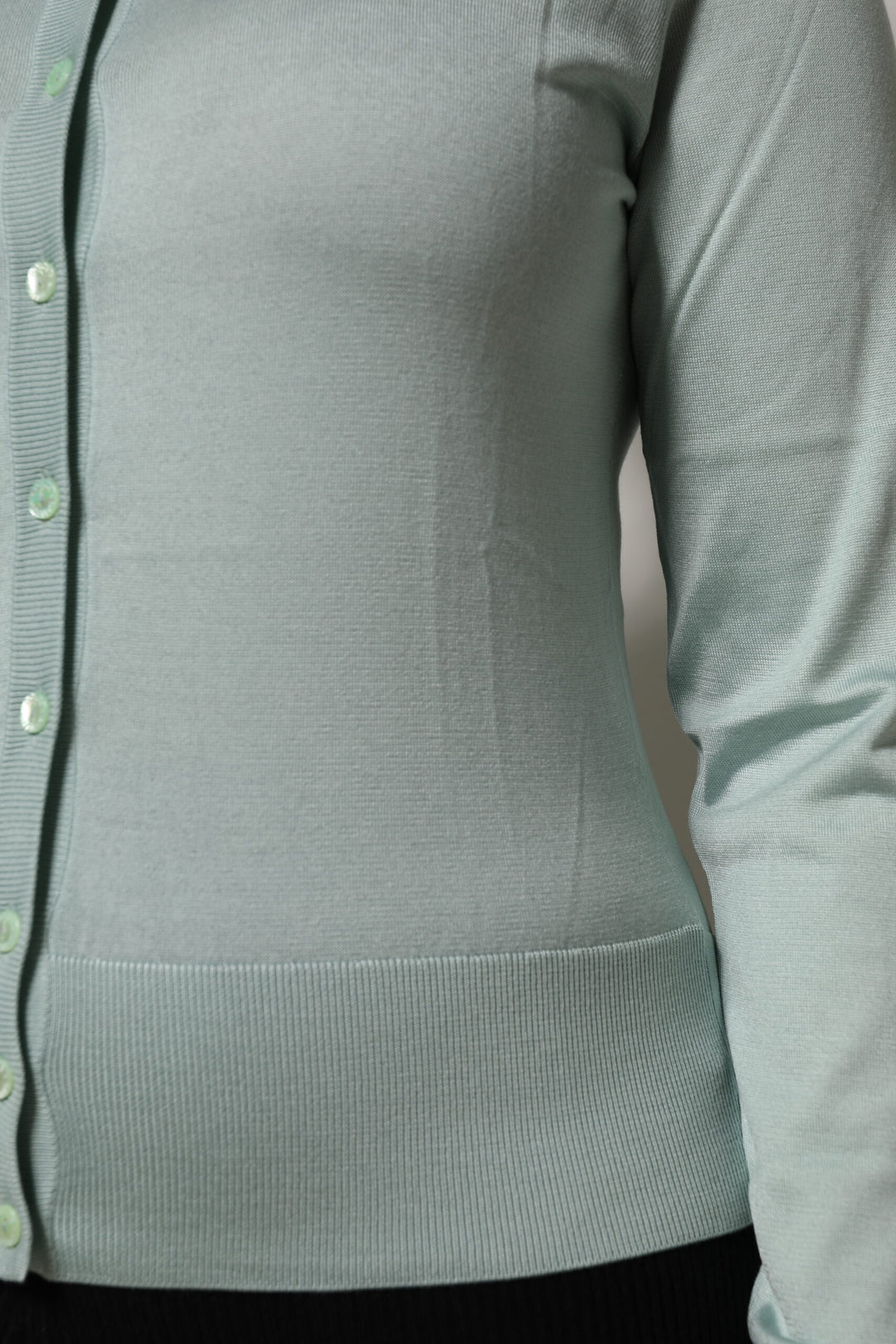 Dolce &amp; Gabbana Sample Sale Dolce &amp; Gabbana Light Green Silk Button Down Cardigan Sweater - | Designer outlet