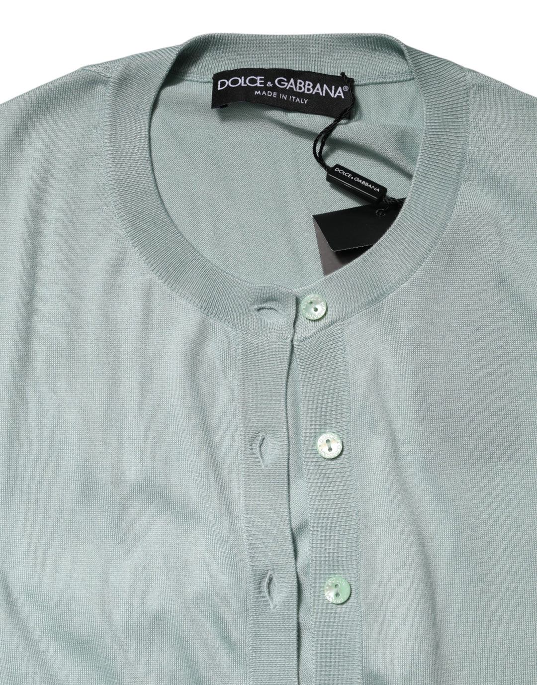 Dolce &amp; Gabbana Sample Sale Dolce &amp; Gabbana Light Green Silk Button Down Cardigan Sweater - | Designer outlet