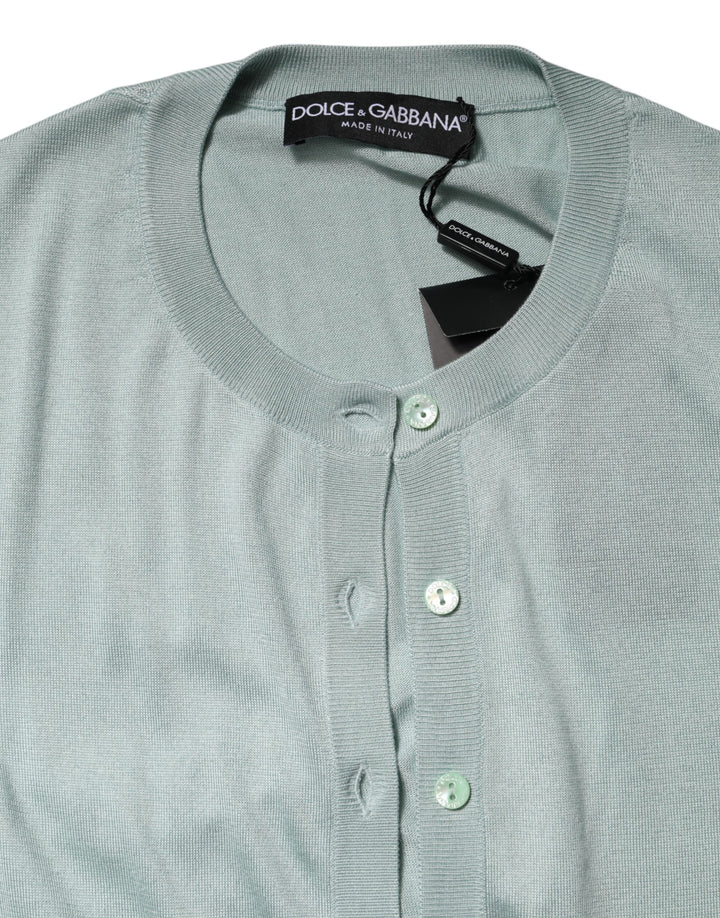 Dolce &amp; Gabbana Sample Sale Dolce &amp; Gabbana Light Green Silk Button Down Cardigan Sweater - | Designer outlet
