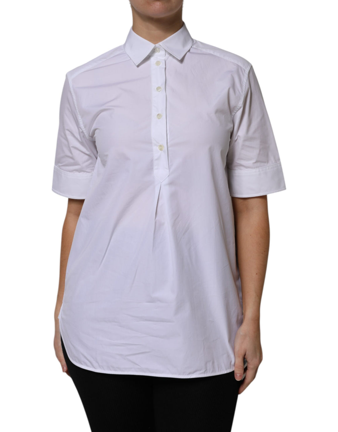 Dolce &amp; Gabbana Sample Sale Dolce &amp; Gabbana White Cotton Short Sleeves Collared Polo Top - | Designer outlet