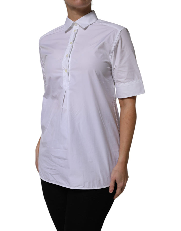 Dolce &amp; Gabbana Sample Sale Dolce &amp; Gabbana White Cotton Short Sleeves Collared Polo Top - | Designer outlet
