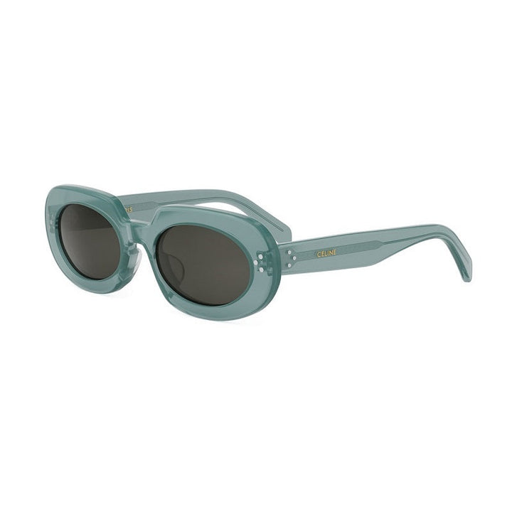 Celine Sunglasses Oval Full Rim, Transparent Green Frame and Green Lens CL40276U93N