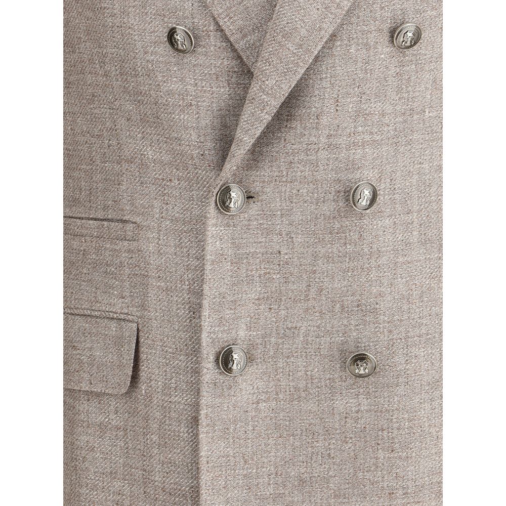 Brunello Cucinelli Light Brown Linen Blazer by Brunello Cucinelli outlet now on sale