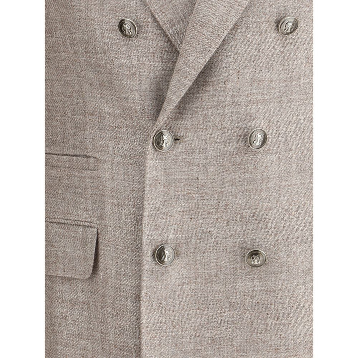 Brunello Cucinelli Light Brown Linen Blazer by Brunello Cucinelli outlet now on sale