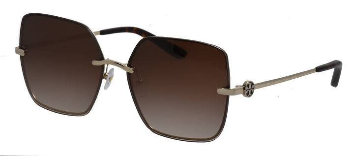 Tory Burch TY 6080 334913 Irregular Metal Gold Sunglasses with Brown Gradient Lens