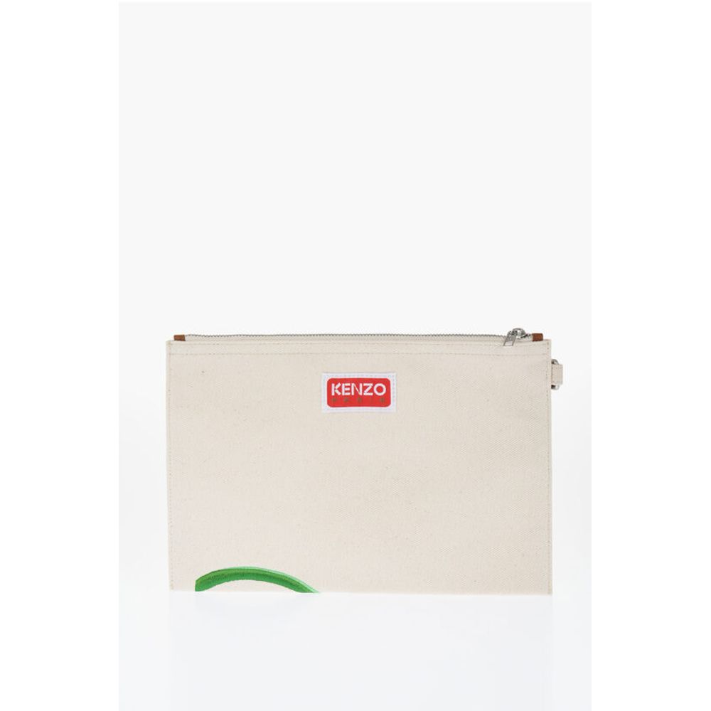 Kenzo White Cotton Clutch Bag