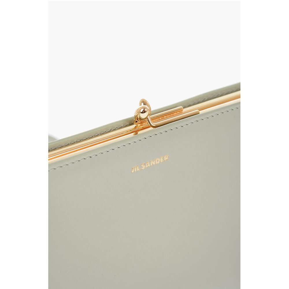Jil Sander Leather Handbag with Clap Closure