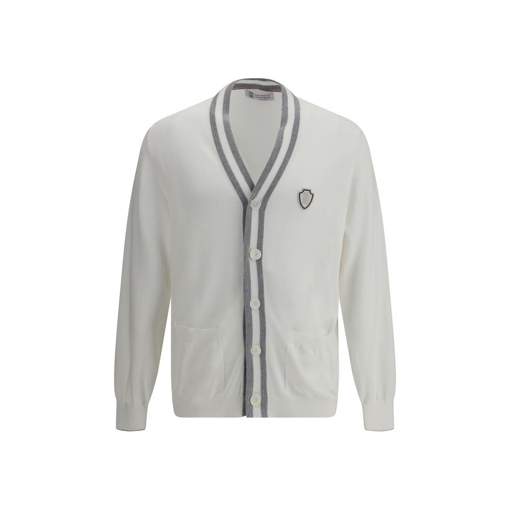 Brunello Cucinelli White Cotton Cardigan by Brunello Cucinelli outlet now on sale