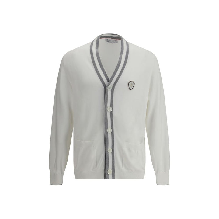 Brunello Cucinelli White Cotton Cardigan by Brunello Cucinelli outlet now on sale