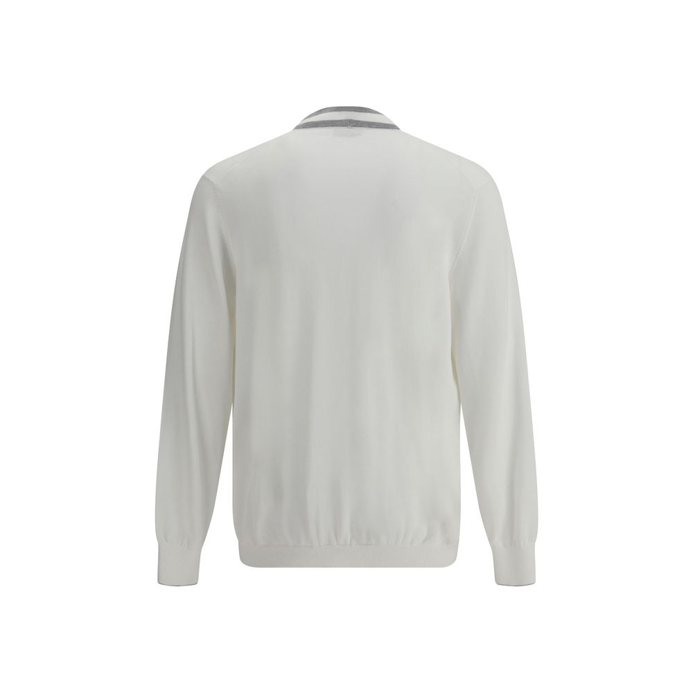 Brunello Cucinelli White Cotton Cardigan by Brunello Cucinelli outlet now on sale