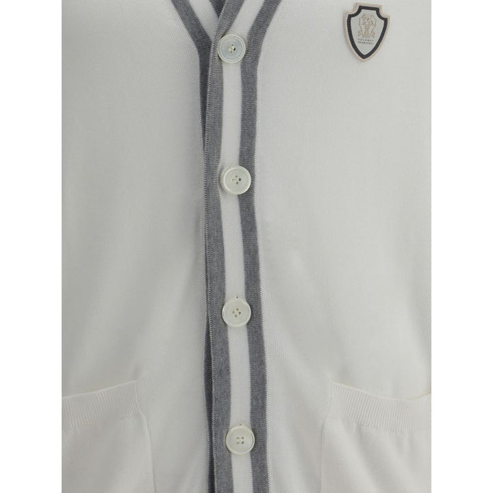 Brunello Cucinelli White Cotton Cardigan by Brunello Cucinelli outlet now on sale