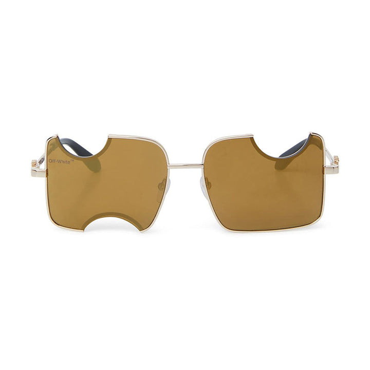 Off-White Sunglasses Geometric Full Rim, Gold Frame and Brown Lens OERI046SALVADOR7676
