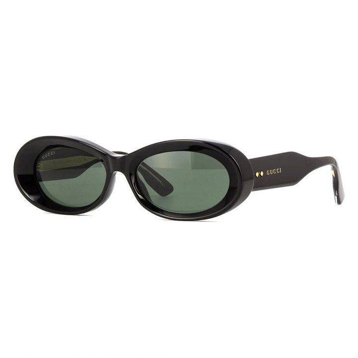 Gucci Oval Full Rim, with a Black frame and Grey lens.