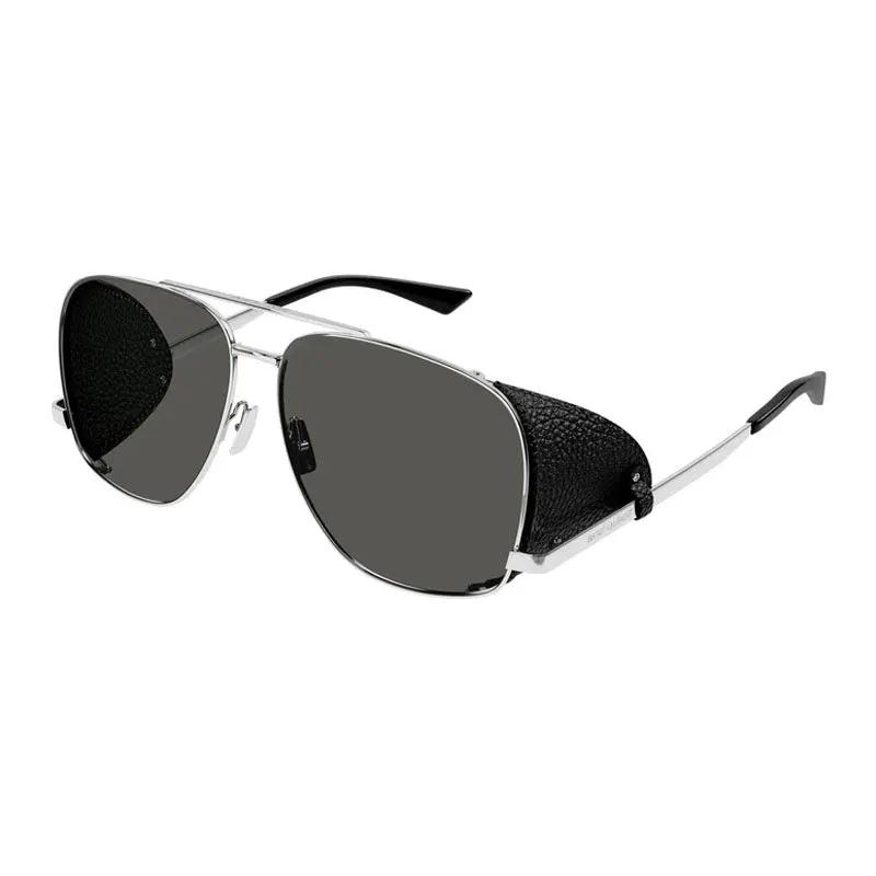 Saint Laurent Sunglasses Aviator Full Rim, Silver/black Frame And Grey Lens Sl653Leonleatherspoiler001