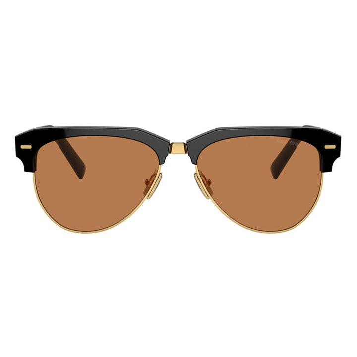 Miu Miu Sunglasses Aviator Full Rim, Black Frame and Brown Lens MU09ZS1AB2Z1