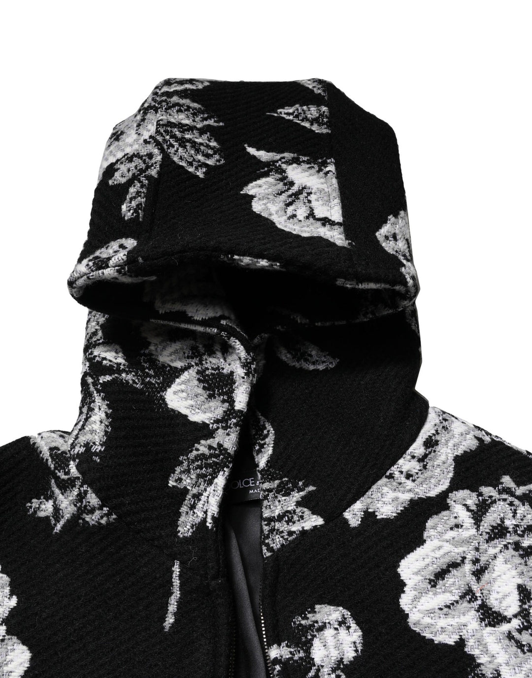 Dolce &amp; Gabbana Sample Sale Dolce &amp; Gabbana Black Wool Floral Printed Men Hooded Jacket - | Designer outlet