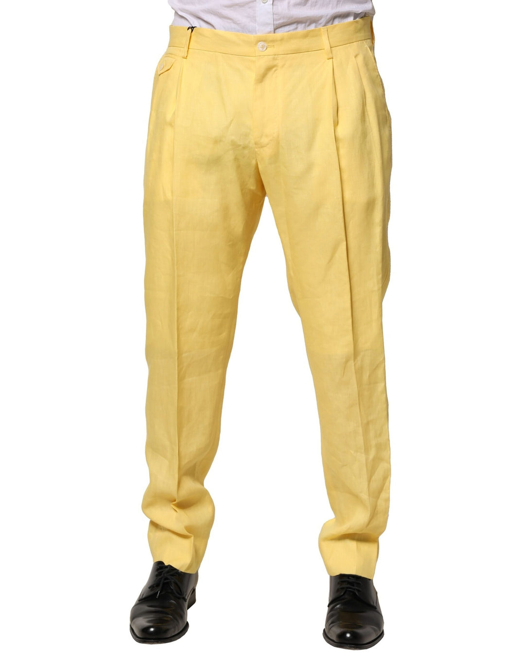 Dolce &amp; Gabbana Sample Sale Dolce &amp; Gabbana Yellow Flax Tapered Dress Men Pants - | Designer outlet