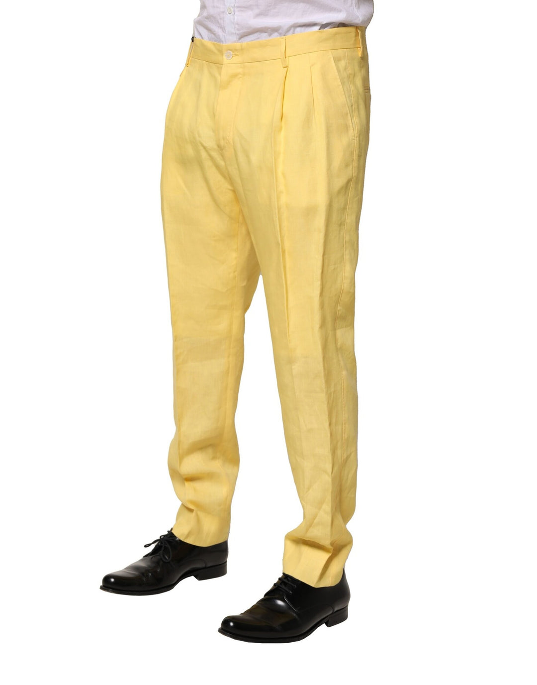 Dolce &amp; Gabbana Sample Sale Dolce &amp; Gabbana Yellow Flax Tapered Dress Men Pants - | Designer outlet
