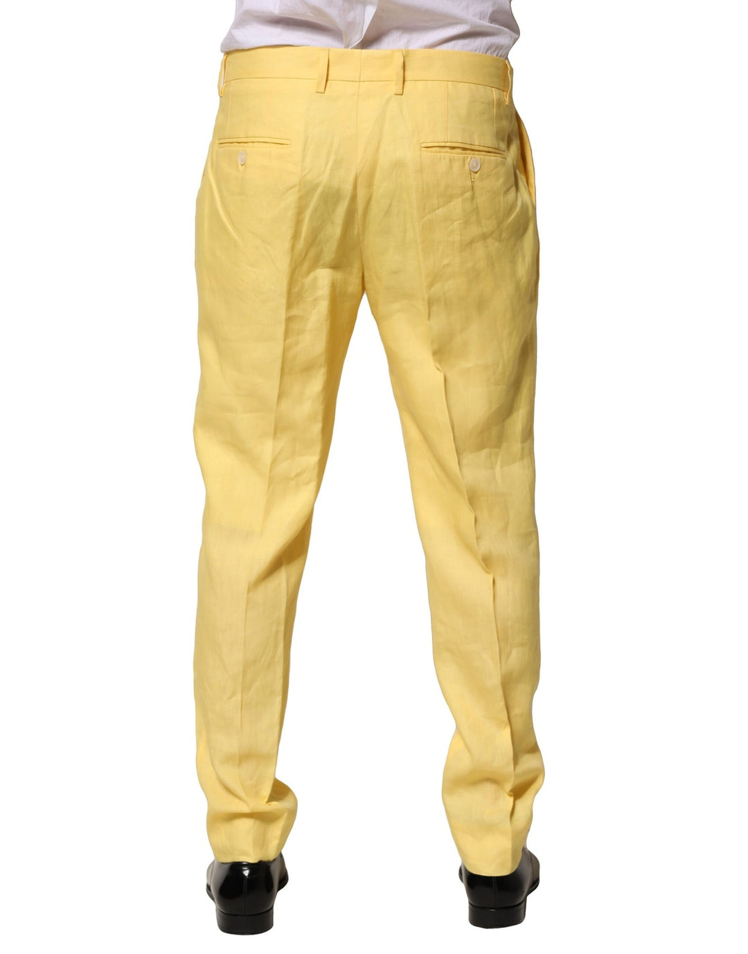 Dolce &amp; Gabbana Sample Sale Dolce &amp; Gabbana Yellow Flax Tapered Dress Men Pants - | Designer outlet