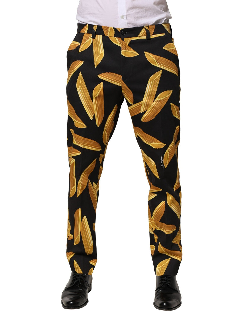 Dolce & Gabbana Sample Sale Dolce & Gabbana Black Pasta Print Tapered Men Pants - | Designer outlet