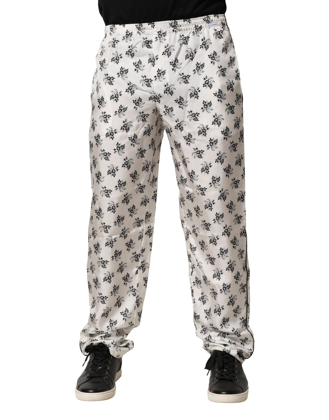 Dolce &amp; Gabbana Sample Sale Dolce &amp; Gabbana White Floral Silk Casual Lounge Pants - | Designer outlet