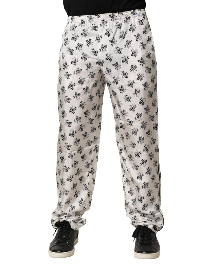 Dolce &amp; Gabbana Sample Sale Dolce &amp; Gabbana White Floral Silk Casual Lounge Pants - | Designer outlet