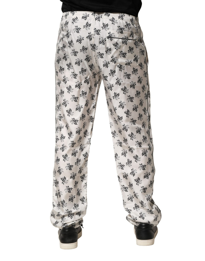 Dolce &amp; Gabbana Sample Sale Dolce &amp; Gabbana White Floral Silk Casual Lounge Pants - | Designer outlet