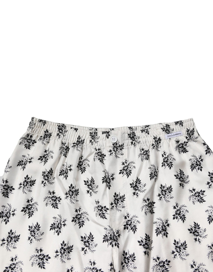 Dolce &amp; Gabbana Sample Sale Dolce &amp; Gabbana White Floral Silk Casual Lounge Pants - | Designer outlet