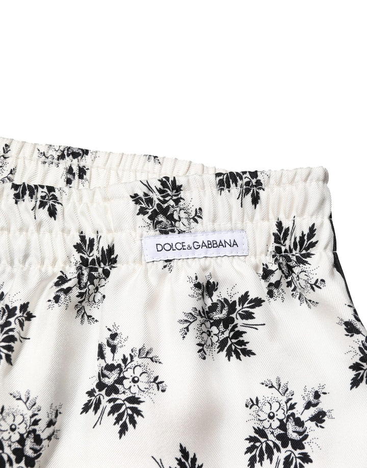 Dolce &amp; Gabbana Sample Sale Dolce &amp; Gabbana White Floral Silk Casual Lounge Pants - | Designer outlet
