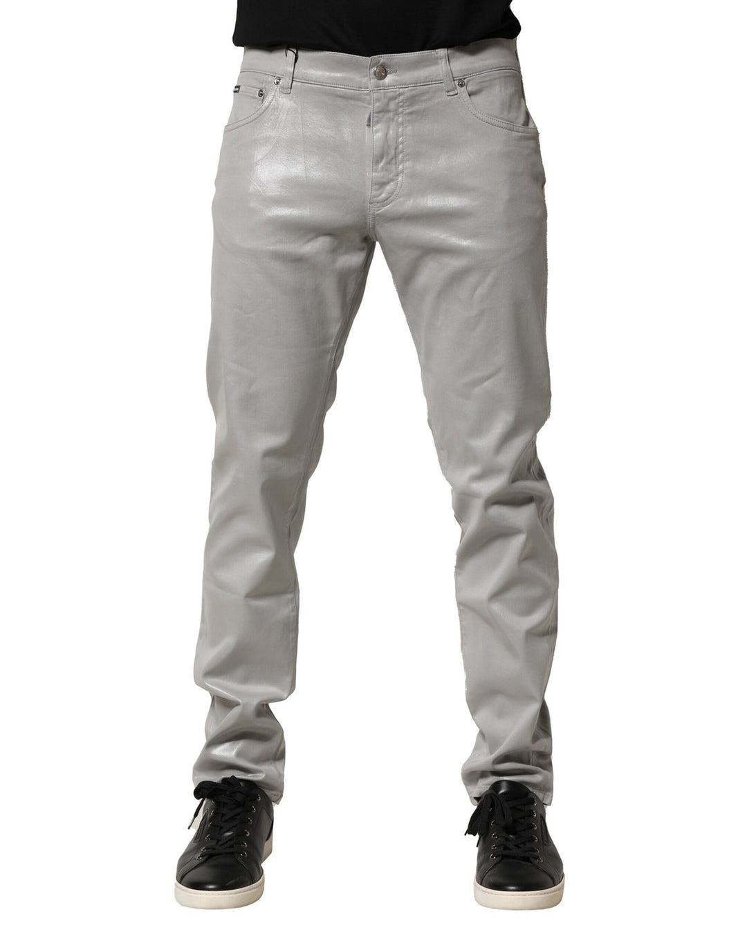 Dolce &amp; Gabbana Sample Sale Dolce &amp; Gabbana Silver Cotton Stretch Slim Denim Jeans - | Designer outlet