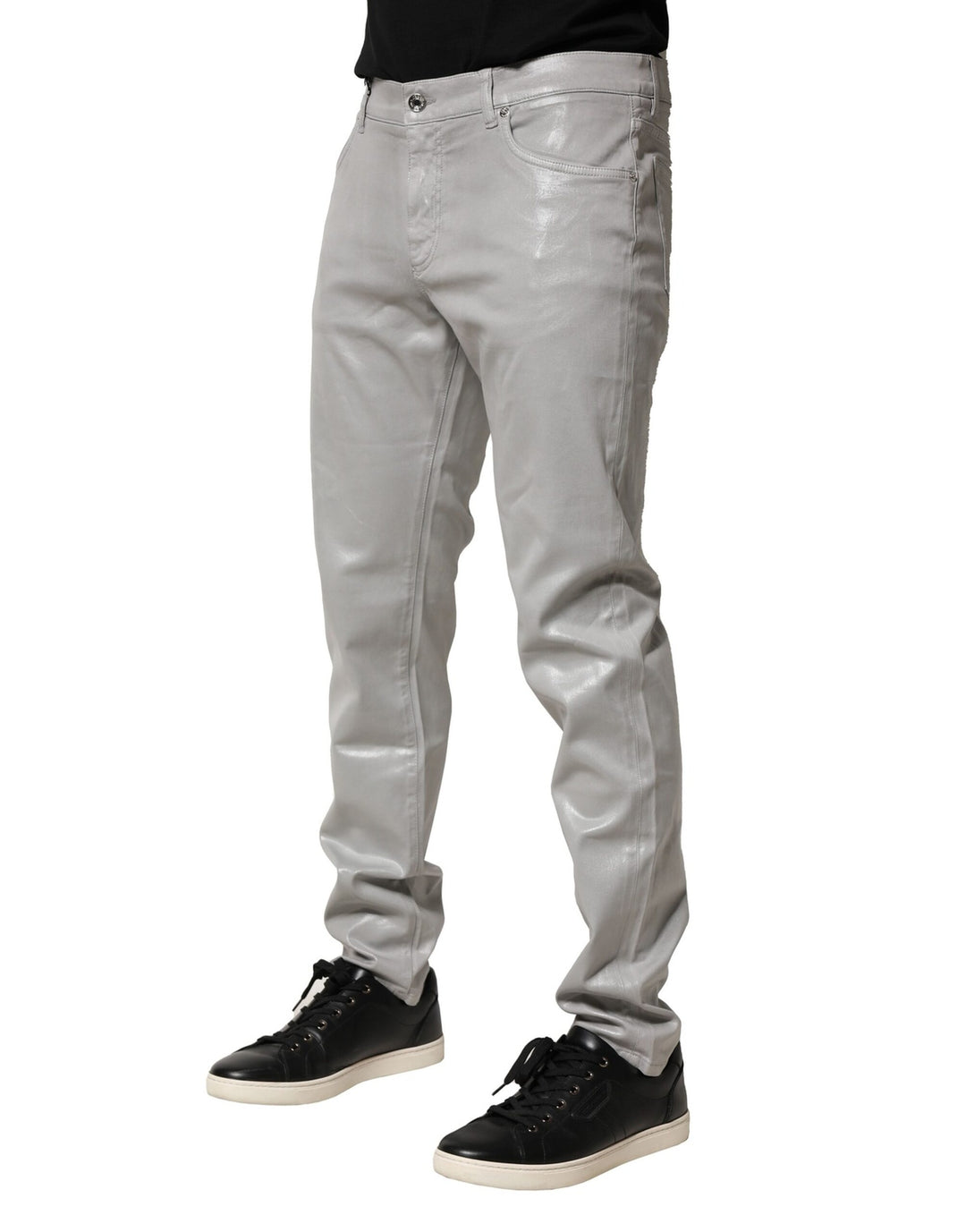 Dolce &amp; Gabbana Sample Sale Dolce &amp; Gabbana Silver Cotton Stretch Slim Denim Jeans - | Designer outlet