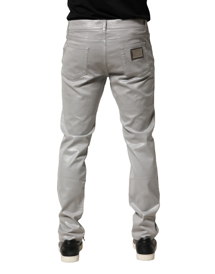 Dolce &amp; Gabbana Sample Sale Dolce &amp; Gabbana Silver Cotton Stretch Slim Denim Jeans - | Designer outlet