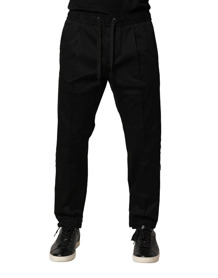 Dolce &amp; Gabbana Sample Sale Dolce &amp; Gabbana Black Cotton Mid Waist Jogger Pants - | Designer outlet