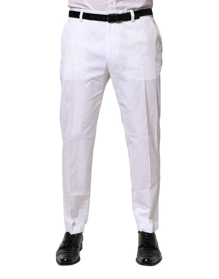Dolce &amp; Gabbana Sample Sale Dolce &amp; Gabbana White Cotton Dress Slim Formal Pants - | Designer outlet