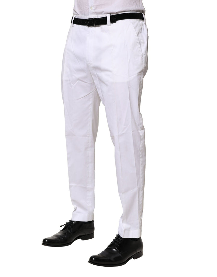 Dolce &amp; Gabbana Sample Sale Dolce &amp; Gabbana White Cotton Dress Slim Formal Pants - | Designer outlet