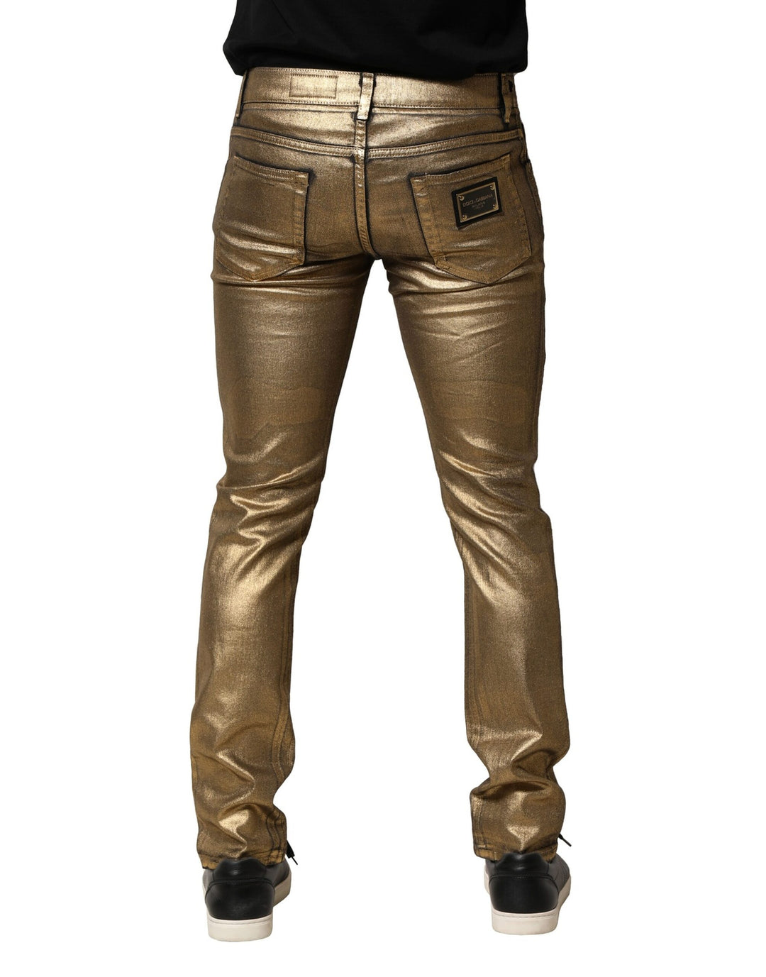 Dolce &amp; Gabbana Sample Sale Dolce &amp; Gabbana Gold Tattered Cotton Stretch Slim Denim Jeans - | Designer outlet