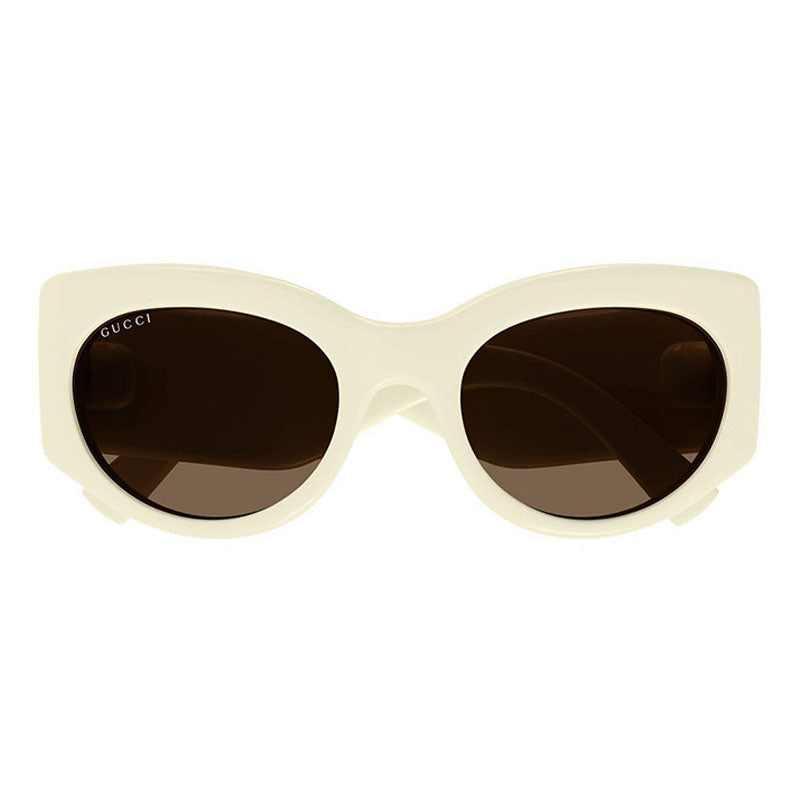 Gucci Sunglasses Oval Full Rim, Ivory Frame and Brown Lens GG1544S004