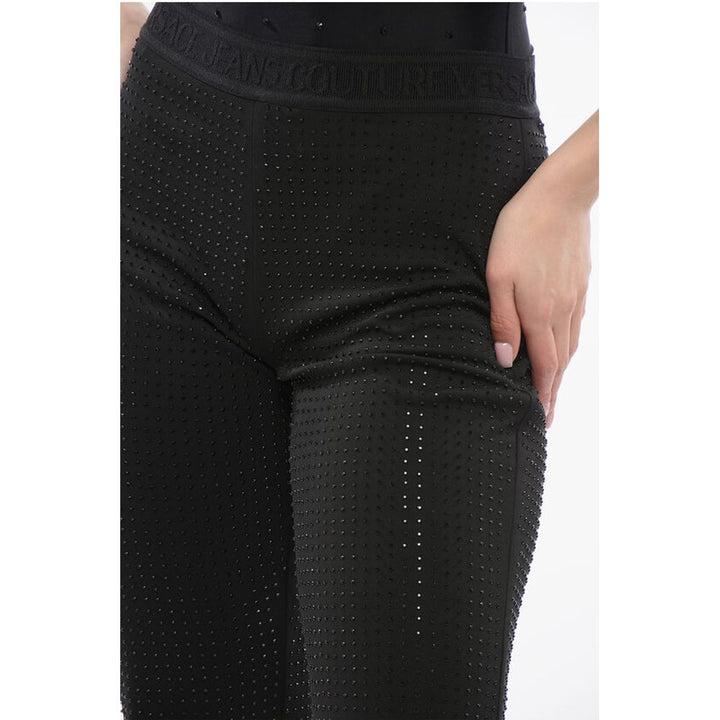 Versace JEANS COUTURE Flared Pants with All Over Rhinestones