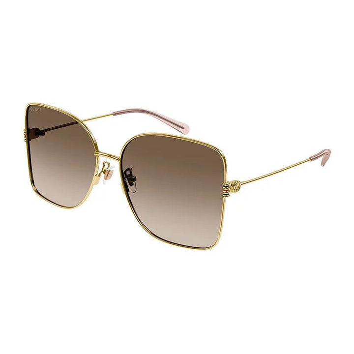 Gucci Sunglasses Square Full Rim, Gold Frame And Brown Gradient Lens Gg1282Sa003