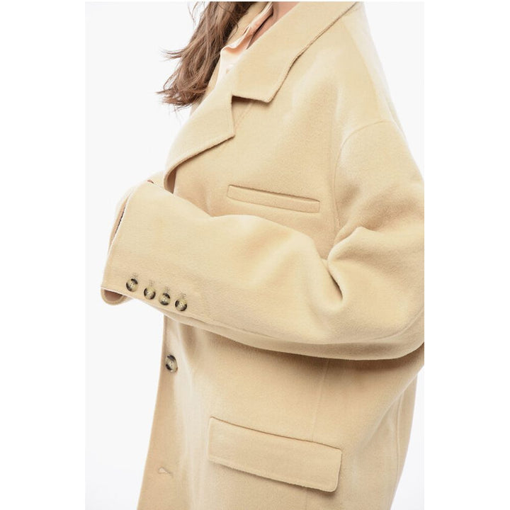 Nanushka Oversized Wool and Silk VEDA Coat with Flap Pockets