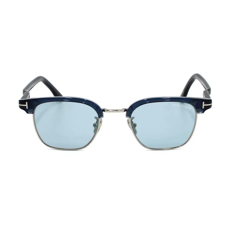 Tom Ford Sunglasses Browline Full Rim, Shiny Blue Frame And Blue Lens