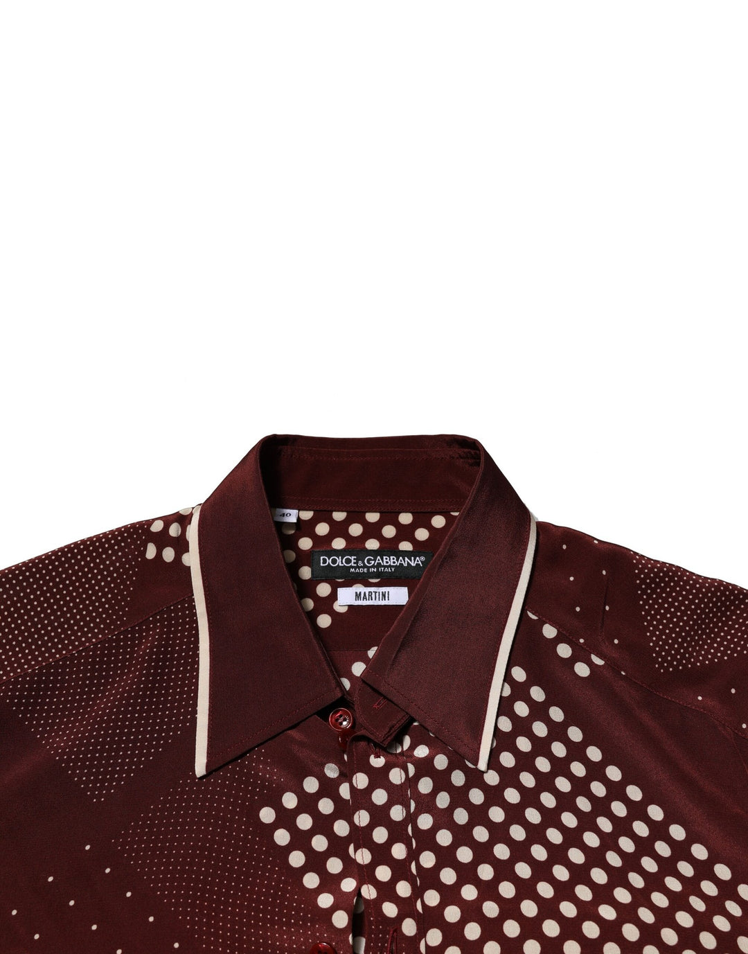 Dolce &amp; Gabbana Sample Sale Dolce &amp; Gabbana Maroon Dotted Silk Long Sleeve Casual Shirt - | Designer outlet