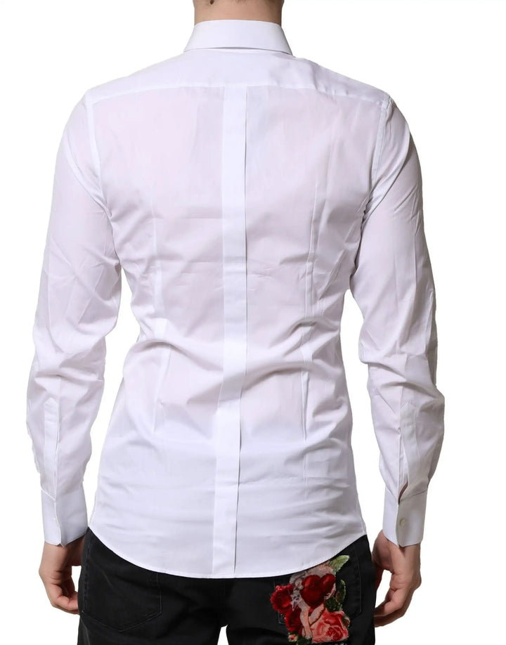 Dolce &amp; Gabbana Sample Sale | Dolce &amp; Gabbana White GOLD Crown Cotton Dress Formal Shirt - | Designer outlet