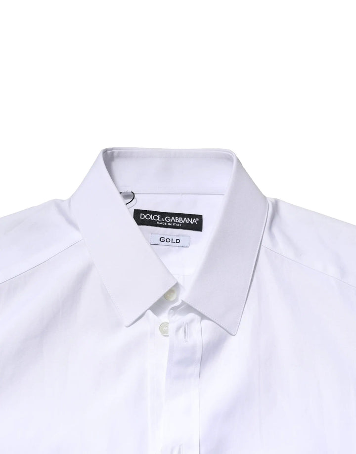 Dolce &amp; Gabbana Sample Sale | Dolce &amp; Gabbana White GOLD Crown Cotton Dress Formal Shirt - | Designer outlet