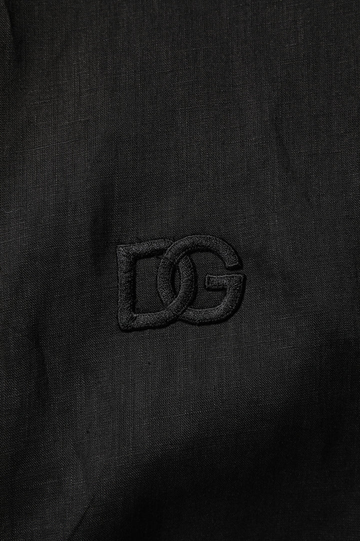 Dolce &amp; Gabbana Sample Sale Dolce &amp; Gabbana Black Linen Long Sleeves Men Casual Shirt - | Designer outlet