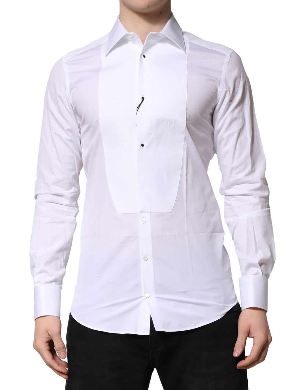 Dolce & Gabbana Sample Sale Dolce & Gabbana White GOLD Crown Cotton Dress Formal Shirt - | Designer outlet