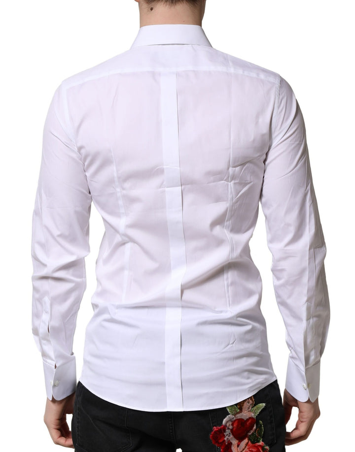 Dolce &amp; Gabbana Sample Sale Dolce &amp; Gabbana White GOLD Crown Cotton Dress Formal Shirt - | Designer outlet