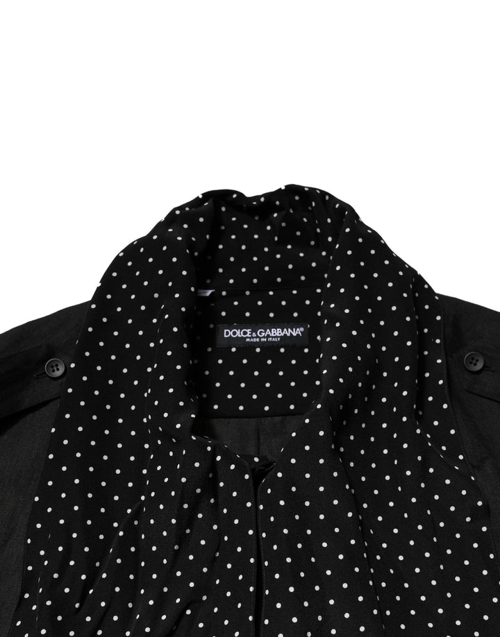 Dolce & Gabbana Sample Sale Dolce & Gabbana Black Polka Dot Collar Tie Neck Casual Shirt - | Designer outlet