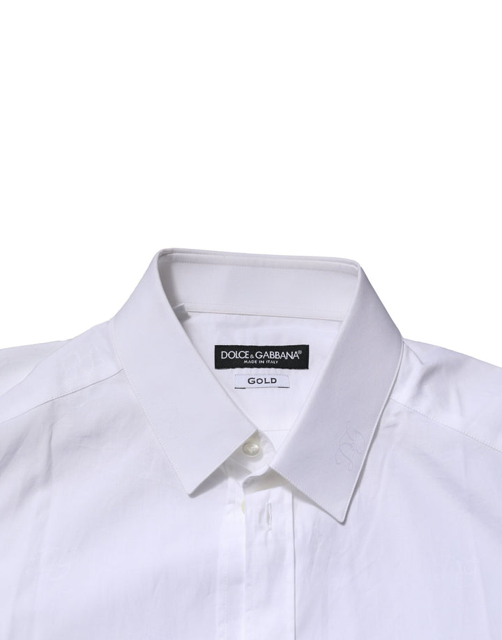 Dolce &amp; Gabbana White GOLD Long Sleeves Dress Formal Shirt by Dolce &amp; Gabbana outlet now on sale
