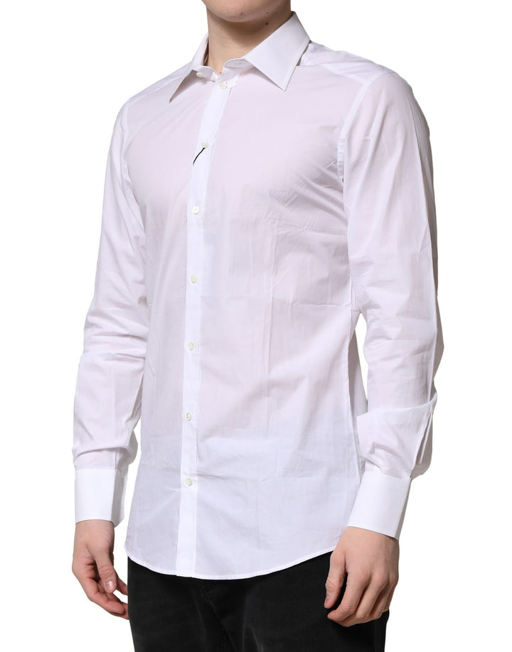 Dolce & Gabbana White Cotton Long Sleeves GOLD Formal Shirt by Dolce & Gabbana outlet now on sale